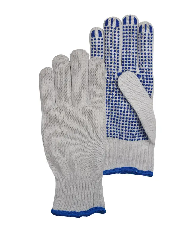 Rondgebreide katoen handschoen met PVC noppen