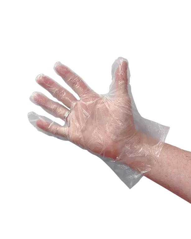 Disposable handschoen PE geruwd 30mu