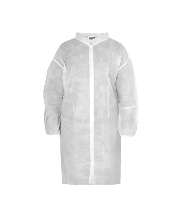 Witte wegwerpoverall PP met drukknoop