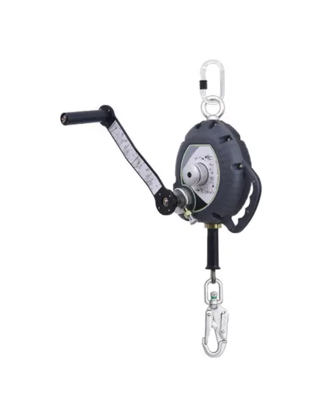 OLYMPE CÂBLE INOX, ANTICHUTE À RAPPEL AUTOMATIQUE 10 M AVEC TREUIL DE SAUVETAGE INTÉGRÉ