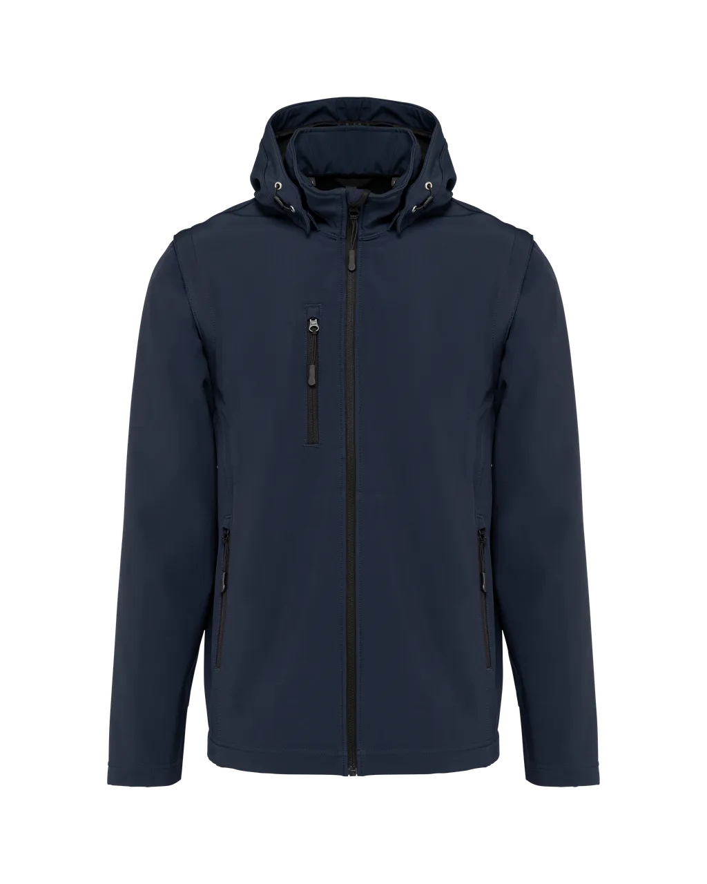 Softshell jas met capuchon en afneembare mouwen