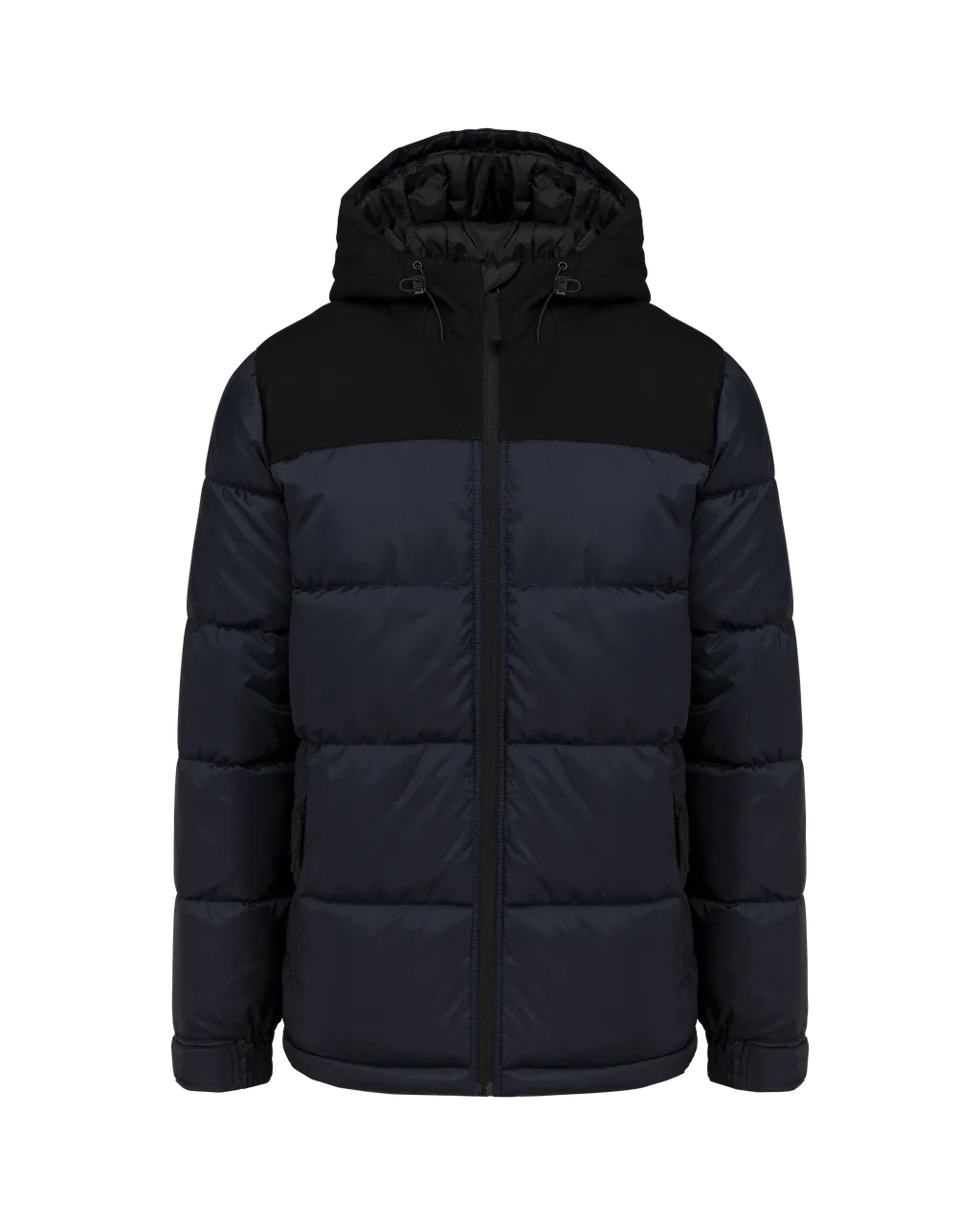 Bicolor gesteppte Parka mit Kapuze