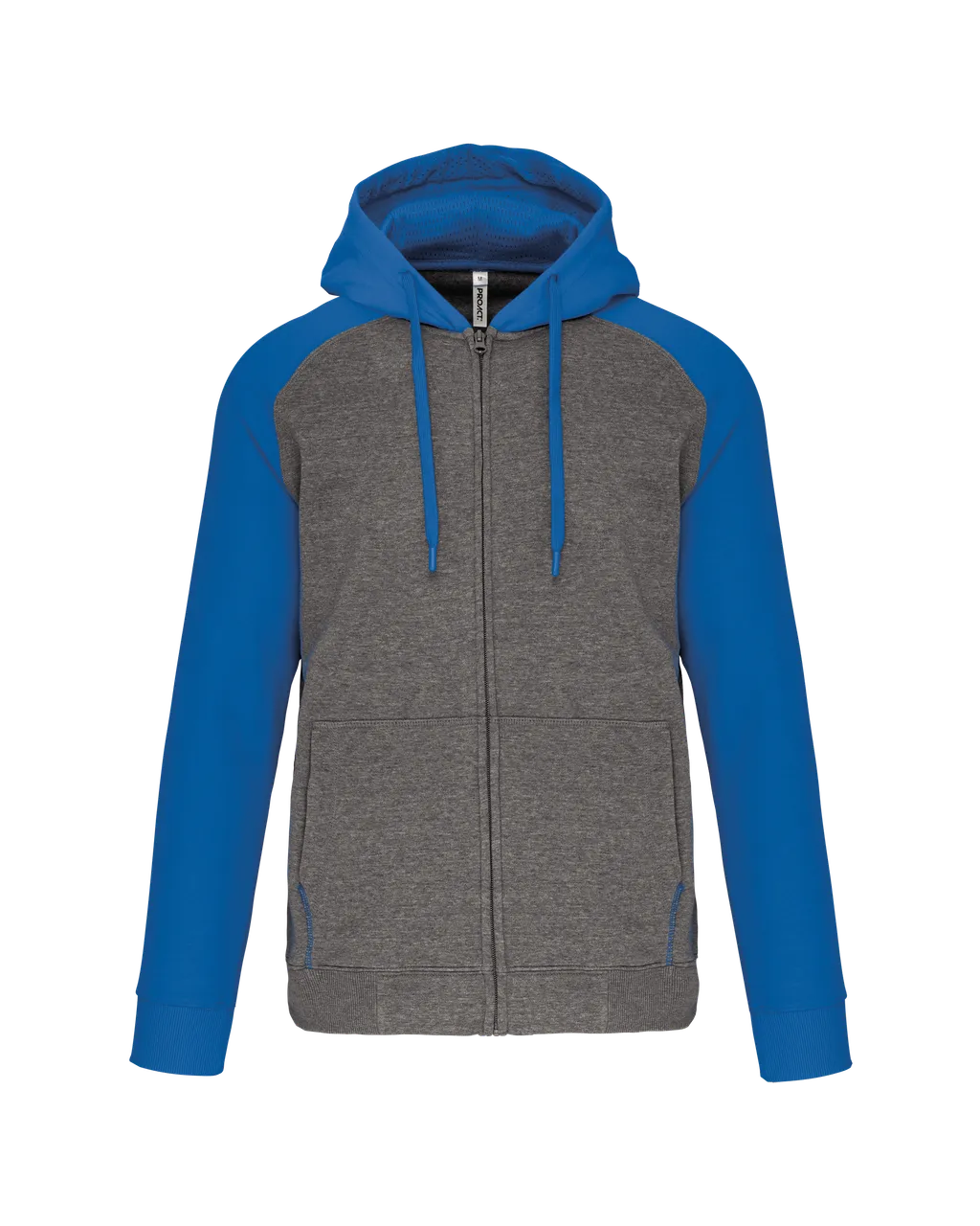 Bicolor fleece hoodie met rits