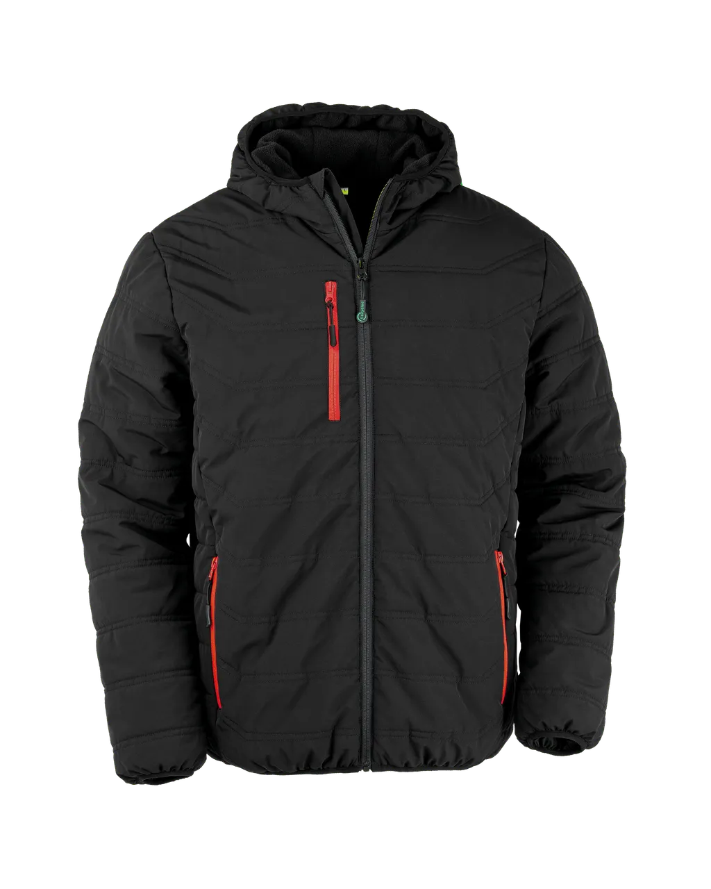 Gerecycelte schwarze Kompass-Steppjacke