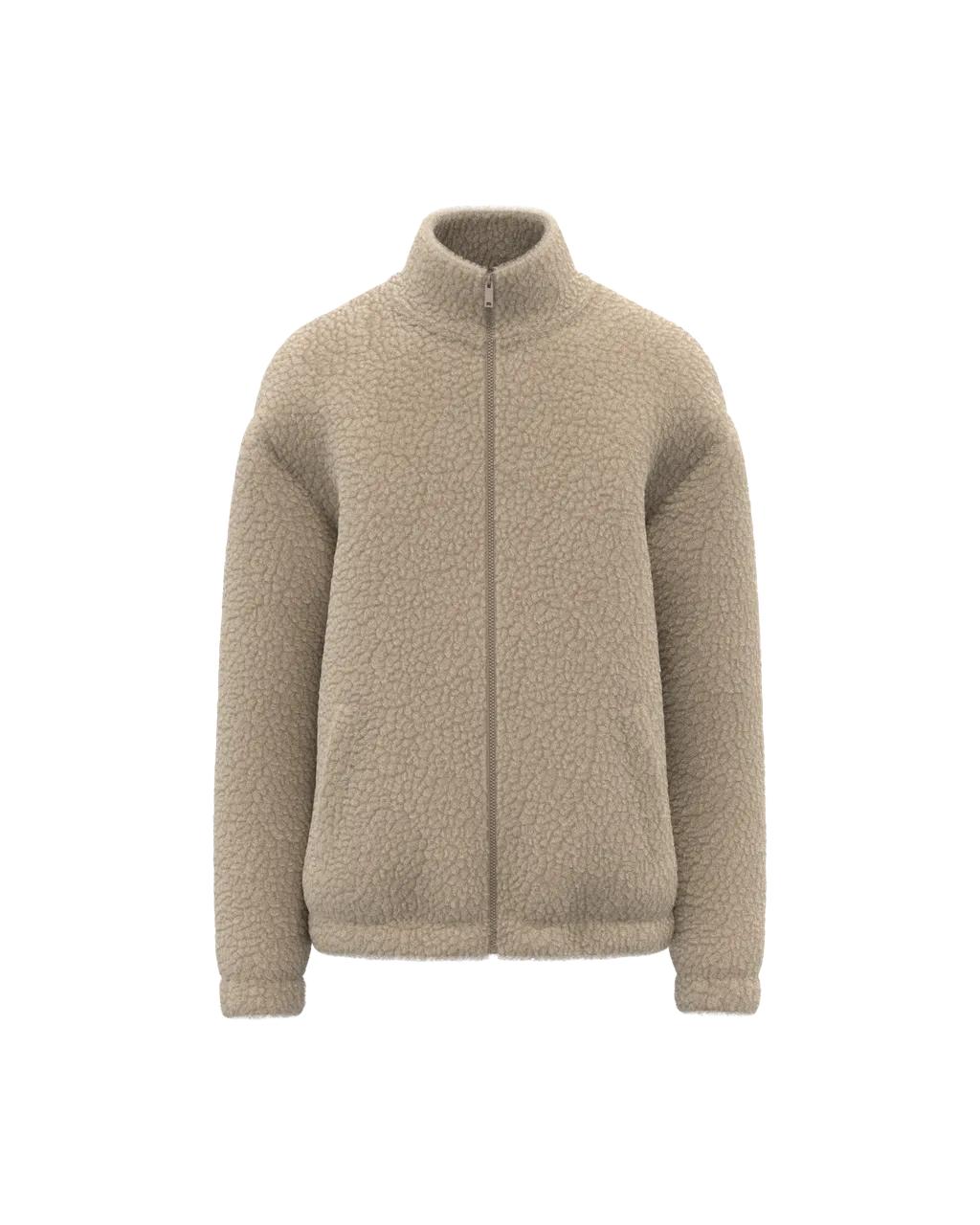 Reißverschluss Sweatshirt mit fallenden Schultern aus Sherpa