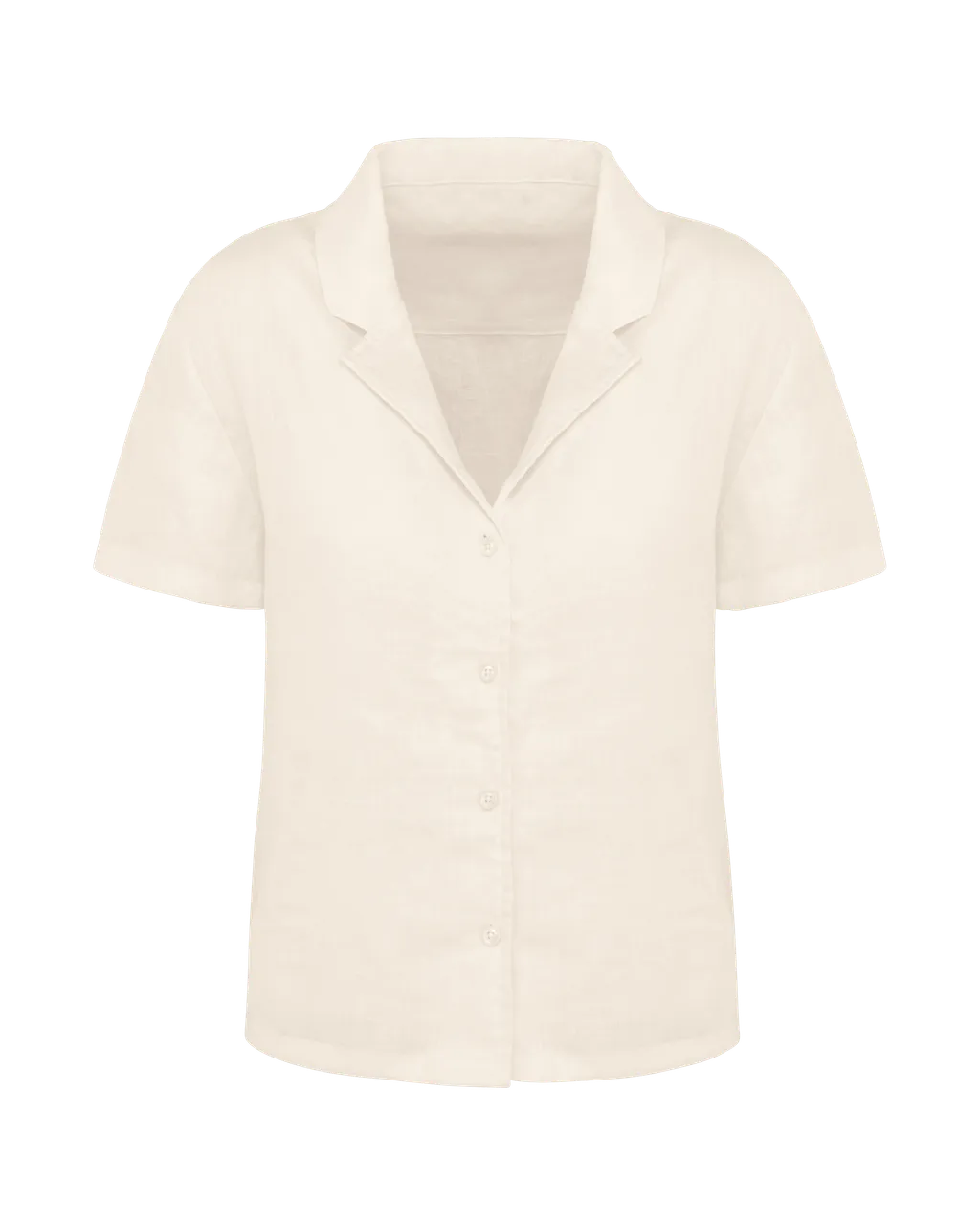 Short Sleeve Bowling Collar Linen Shirt
