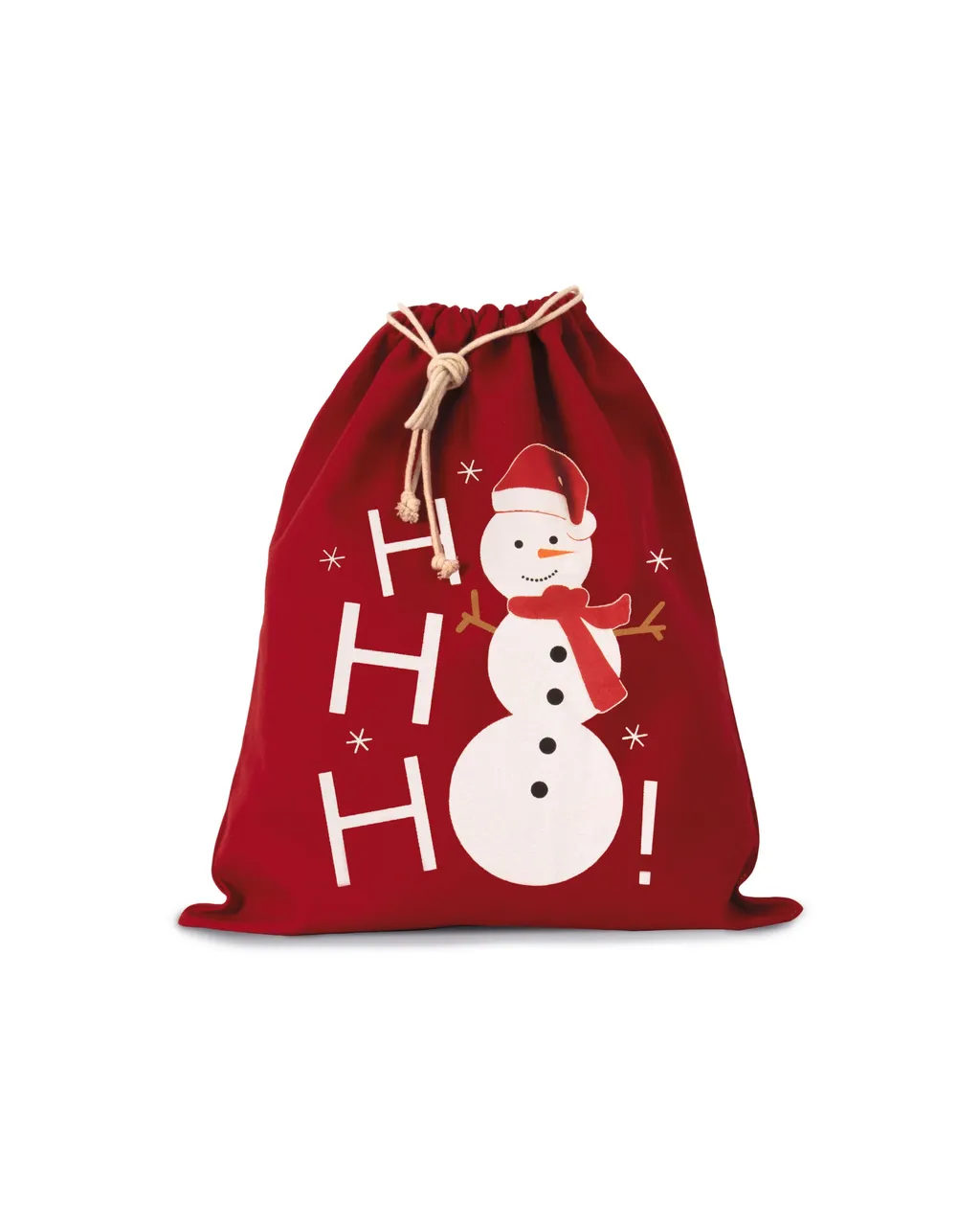 Sac coton à cordon motif bonhomme de neige