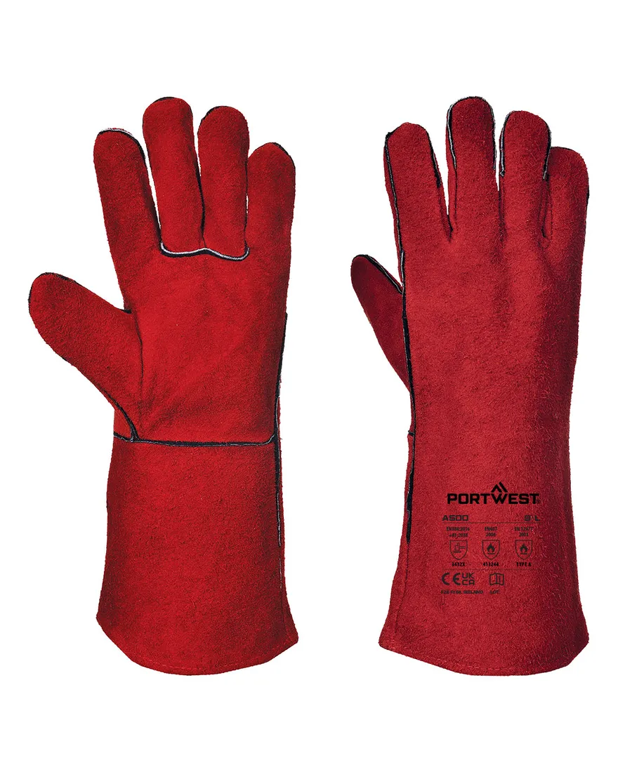 Schweißhandschuh 210 aus rotem Spaltleder