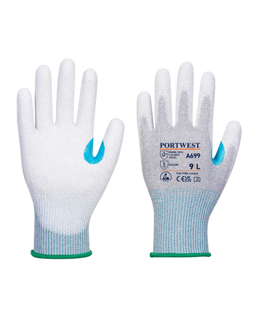 PU ESD Beschichtete Handfläche Handschuh - Packung mit 12