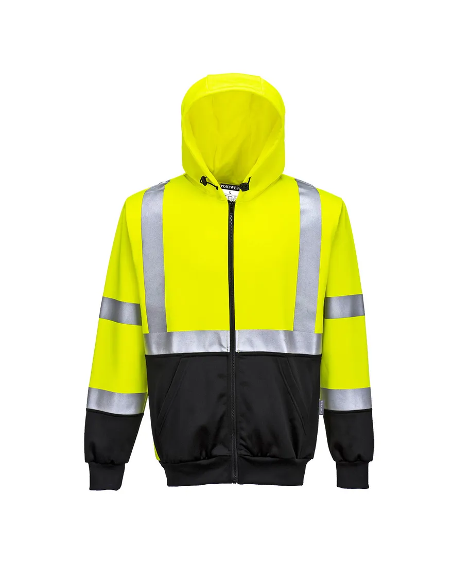 Bicolor Hi-Vis Hoodie met rits