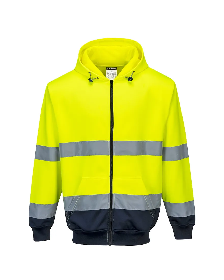 Bicolor Hi-Vis Hoodie met rits