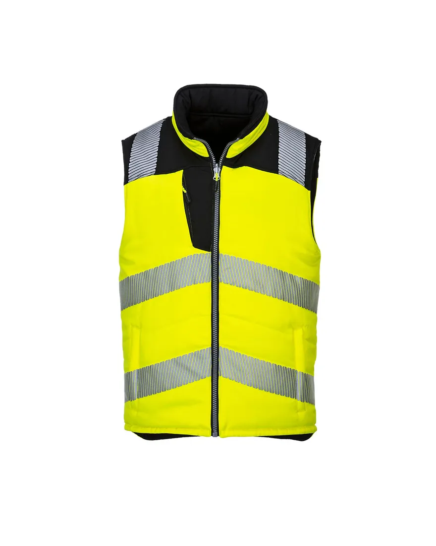 Reversible bodywarmer hoge zichtbaarheid PW3