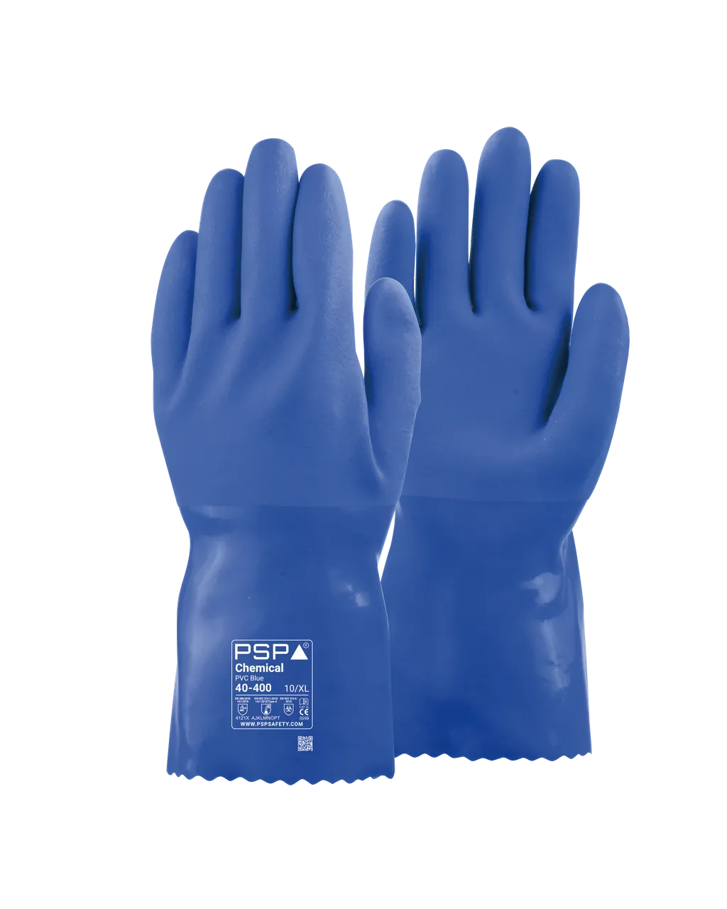 40-400 Chemische PVC Blaue Arbeitshandschuhe